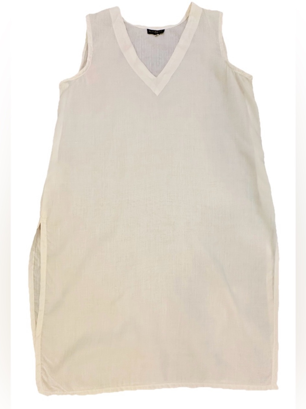 Agha NorTunic Sheer Slip Dress Ivory M Sleeveless Ethereal Minimal Lagenlook
